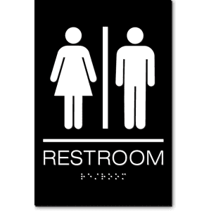 

California Unisex RESTROOM Wall Sign-Black / White (4 Units)