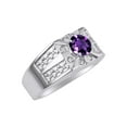 thumbnail image 3 of RYLOS Men's Rings Sterling Silver Designer Starburst 7MM Round Gemstone & Diamond Ring Amethyst February Birthstone Size 9, 3 of 7
