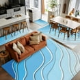 thumbnail image 5 of 3x5 Area Rugs, Blue Aqua Ombre Non-Skid Rubber Backing Large Rectangle Rugs - Living Room Bedroom Home Office, Modern Geometric Abstract Aesthetic Cream Indoor Floor Mat Carpets Washable Rug, 5 of 9