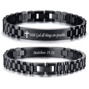 Metaljc Personalized Religious Jewelry-Engraved Christian Faith Bible Verse Bracelet for Men Women