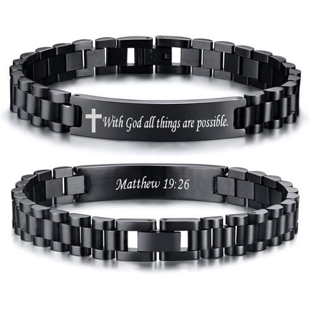 Metaljc Personalized Religious Jewelry-Engraved Christian Faith Bible Verse Bracelet for Men Women