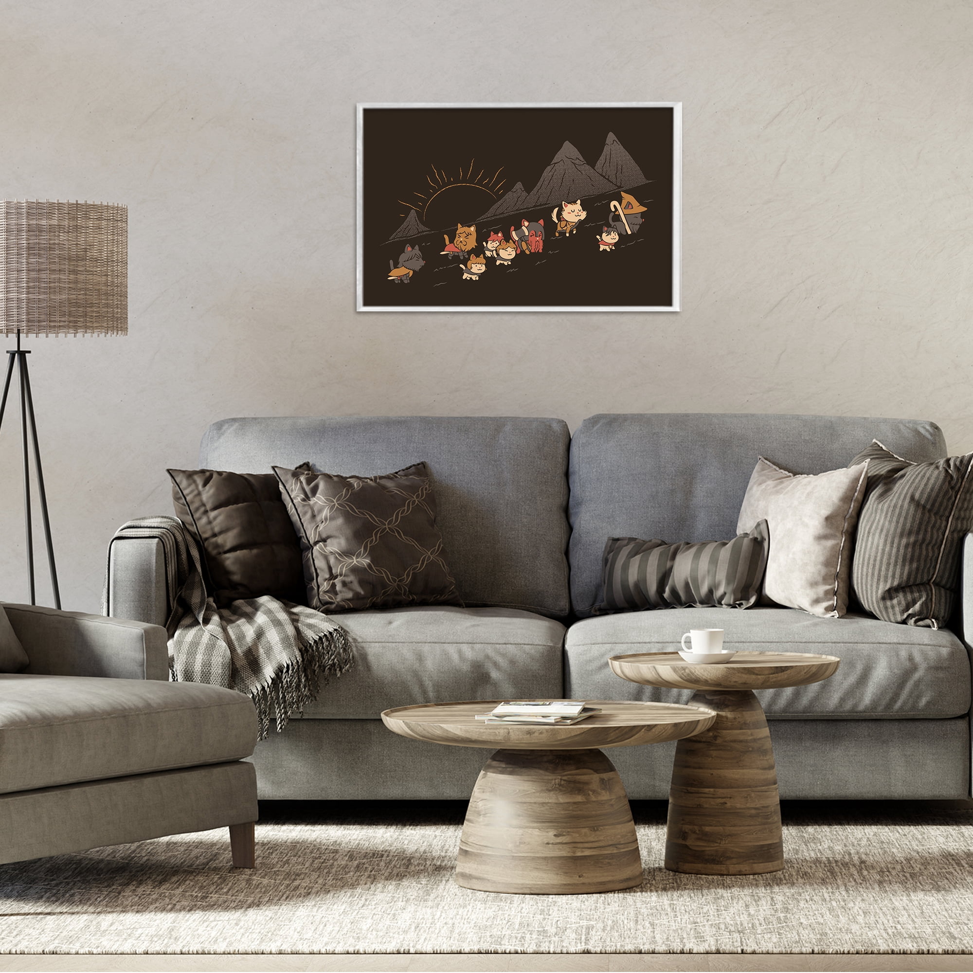 Stupell Industries Iconic Furrowship Of Ring Cats White Framed Giclee Art, design by Tobe Fonseca