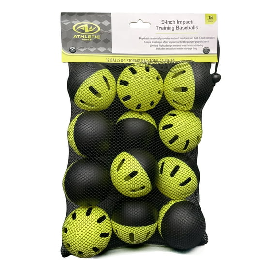 Athletic Works 9" Impact Training Baseballs- 12pk
