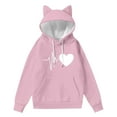 thumbnail image 2 of Vibrex Lightweight Hoodies for Women's Cat Ears Hoodie - Printed Pullover Sweatshirt,Loose Fit Long Sleeve Casual Hooded Top with Drawstring,22 Styles 2025 Fashion Tops Trendy Fall Winter Clothe, 2 of 4