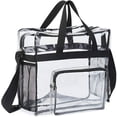 thumbnail image 5 of 2 Pcs Tote Bag Stadium Approved Clear Plastic Travel Purse Stadium Bag with Handles Shoulder Strap Zipper for Women and Men (10.8 x 10.8 x 5.5in, Grey), 5 of 6
