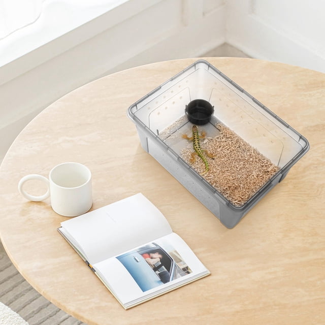 PTOOTP Dark Grey Reptile Breeding Cage Plastic Case with Safe Ventilated Design for Pet Supply