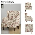 thumbnail image 4 of DREAMSIDEA Wingback Accent Chair with Nailhead Trim & Retro Wood Legs, Floral Pattern Arm Chair for Living Room-Beige, 4 of 6