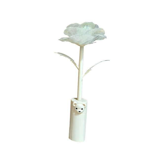 Lámpara de flores de simulación de foil de oso y rosa, luz nocturna de San Valentín, regalo pequeño, decoración de Navidad, luz de noche para dormitorio, luz decorativa de metal, diseño de