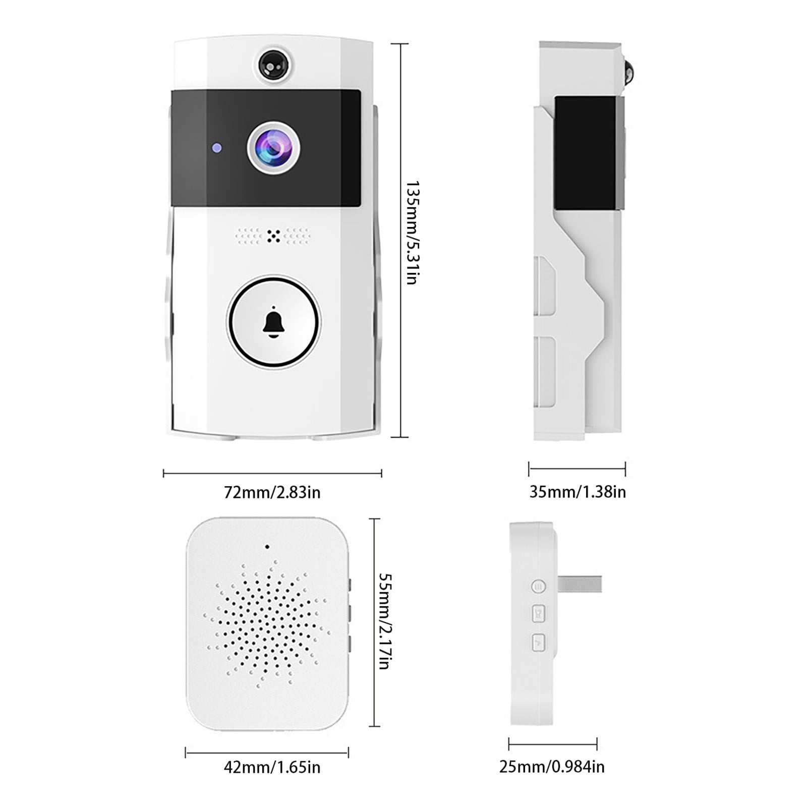 Solar Powered Wireless Doorbell with Camera 1080p HD Video Motion Detection Night Vision,Front Door Camera 2 Way Audio Weatherproof Smart Home Security No Wiring Needed
