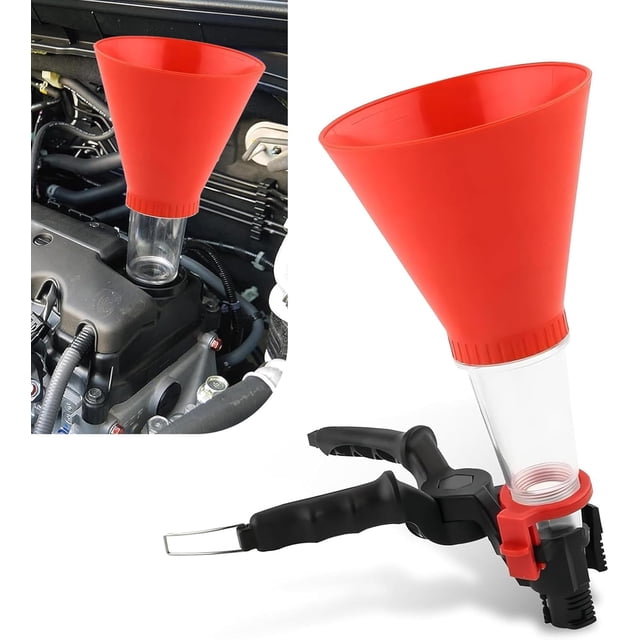 Entonnoir de Remplissage d'Huile de Moteur, Outil de Changement de Structure Auto-Bloquant Anti-Fuite avec Filtre, Entonnoirs Universels pour (Rouge) -