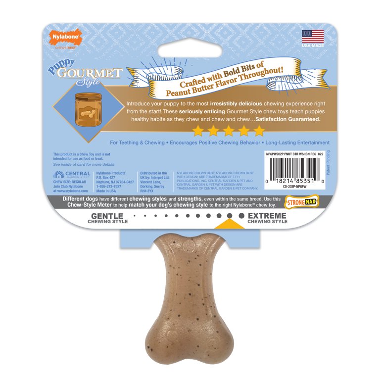 Nylabone Gourmet Style Strong Wishbone Dog Chew Toy Peanut Butter  Small/Regular - Up to 25 Ibs.