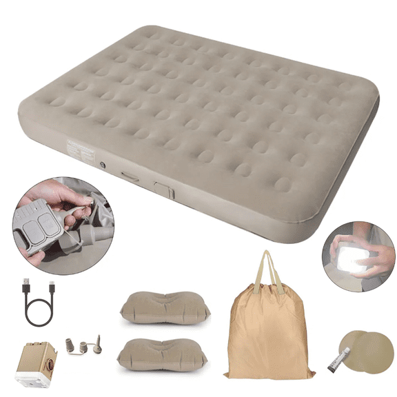 Colchón Inflable Queen con Bomba Eléctrica y Almohadas