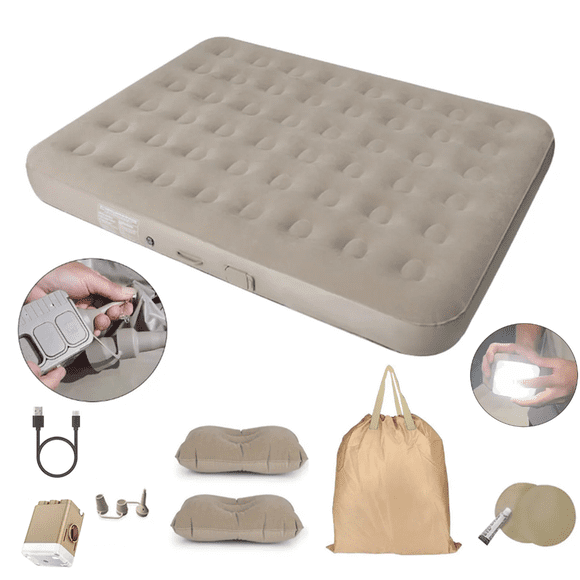 Colchón Inflable Queen con Bomba Eléctrica y Almohadas