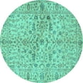 thumbnail image 1 of Ahgly Company Indoor Round Persian Turquoise Blue Traditional Area Rugs, 6' Round, 1 of 4