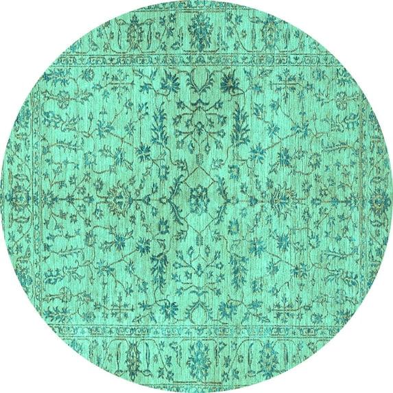 Ahgly Company Indoor Round Persian Turquoise Blue Traditional Area Rugs, 6' Round