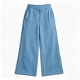 thumbnail image 4 of Timegard Girls Sweatpants Kids Wide Leg Pants Elastic High Waist Loose Comfy Lightweight Trousers Fall, 4 of 8