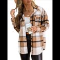 thumbnail image 1 of Ropa de Mujer para y Otoño, Elegante, de Larga, con Solapa, Holgada, A Cuadros, Chaqueta y Camisa de Franela con Botones. Albaricoque L, 1 of 8