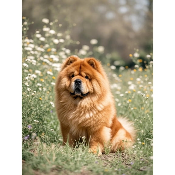 5D Diamond Painting Chow Chow Dog Diamond Art DIY Kits Full Round Drill Crystal by Number Stitch Embroidery Arts and Crafts for Living Room Home Wall Decor 12x16 inch / 30x40cm