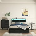 thumbnail image 4 of Bed Frames Queen Size Bed Frame with 8 Storage Drawers, LED Headboard with Charging Station, Metal Platform Bed Frame, No Box Spring Needed, Noise-Free, Stable and Solid, BLACK,Adjustable Bed Base, 4 of 9