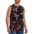 thumbnail image 2 of Bixox Men's Humming Bird Printed Shirt Sleeveless Fitness Tank Top-Medium, 2 of 7