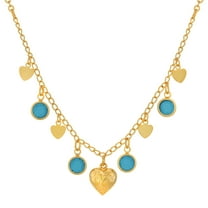 1928 Jewelry Blue Zircon Austrian Channel Crystal Heart Drop Pendant Necklace For Women 16"   3" Extender