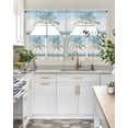 thumbnail image 4 of Summer Coast Palm Trees Swag Curtains for Living Room/Bedroom Windows, Blue Sky Watercolor Beach Kitchen Curtains and Valances Set 36 Inch Length, Light Filtering Swags Valance Curtain Panels, 4 of 5