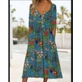 thumbnail image 5 of Women's Short Sleeve Boho Floral Print Maxi Dress Summer V Neck Casual Loose Dress with Pockets, 5 of 5