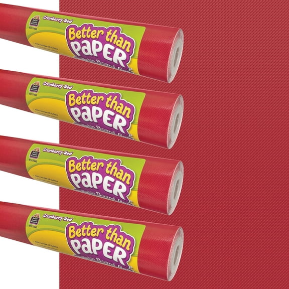 Teacher Created Resources Better Than Paper Bulletin Board Roll, 4' x 12', Cranberry Red, 4-Pack