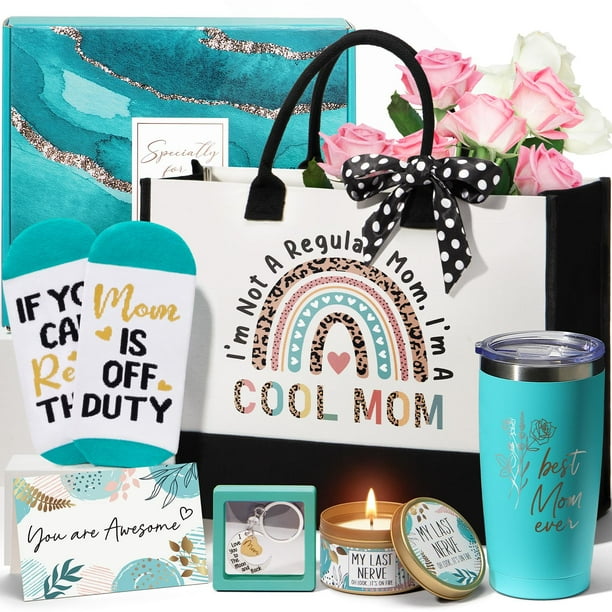 Bolsa de mano MAYICIVO Mom, cesta de regalo con vaso, vela y calcetines