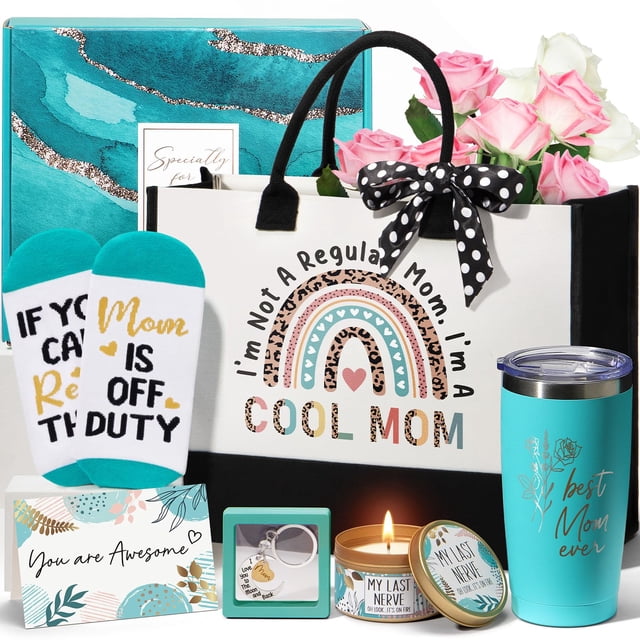Bolsa de mano MAYICIVO Mom, cesta de regalo con vaso, vela y calcetines