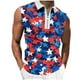 thumbnail image 2 of Camiseta sin mangas con cuello vuelto para hombre, informal, a la moda, sin mangas, con estampado y cremallera, blusa deportiva de poliéster para hombre, 2 of 5
