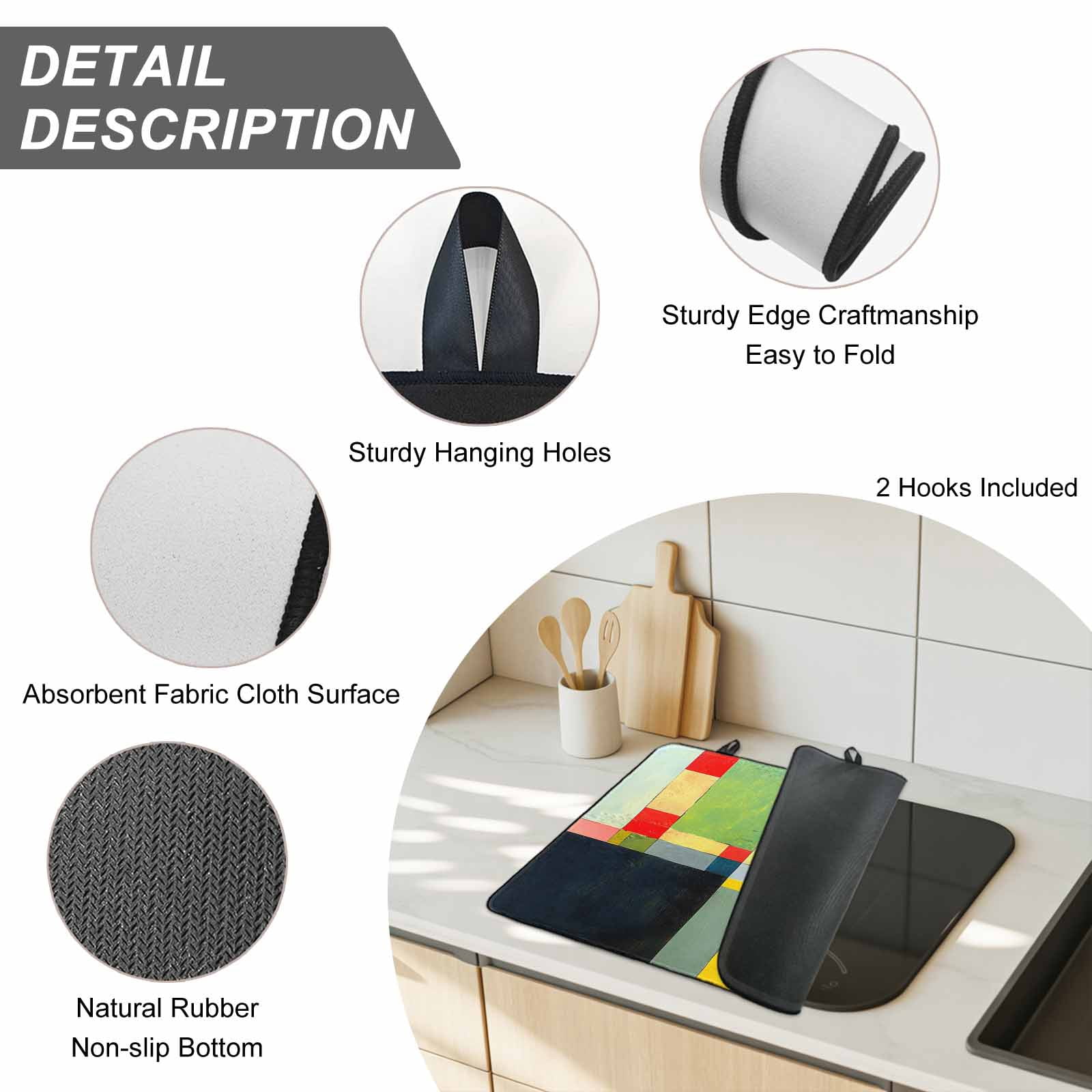 Colorful Geometric Stove Top Cover for Electric Stove, Heat-proof & Non Slip Glass Top Stove Cover Protector, Color Block Abstract Contemporary Kitchen Flat Cooktop Rubber Mat 24x21 Inches