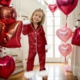 thumbnail image 4 of Silk Pajamas for Girls Valentines Day Pjs Long Sleeve Heart Print Button Down Nightwear Pjs for Boys 10-11 Years, 4 of 6