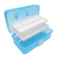thumbnail image 5 of Gonyscag Caja De Almacenamiento Portátil De 3 Capas, Estuche De Almacenamiento Multiusos Plegable De Mano Transparente para Manualidades Y Cosméticos(Azul), 5 of 5