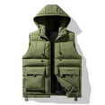 thumbnail image 2 of WTOBBY Men's Winter Trend Wear Loose Thick Down Cotton Clip Multi-Pocket Solid Color Casual Hooded Vest Coat, Detachable Hood for Versatile Styling in Cold Weather,Army Green L, 2 of 4
