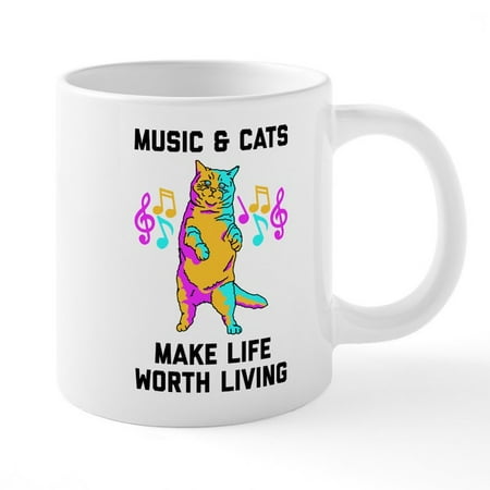 

CafePress - Music & Cats Make Life Wort - Ceramic Mega Mug Holds 20 ounces