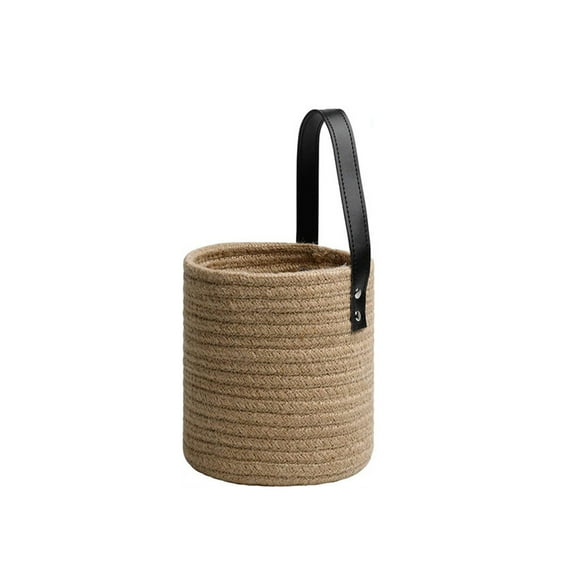 LYU Hanging Basket Natural Hand-woven Faux Leather Rattan Household Flower Storage Baskets for Home
