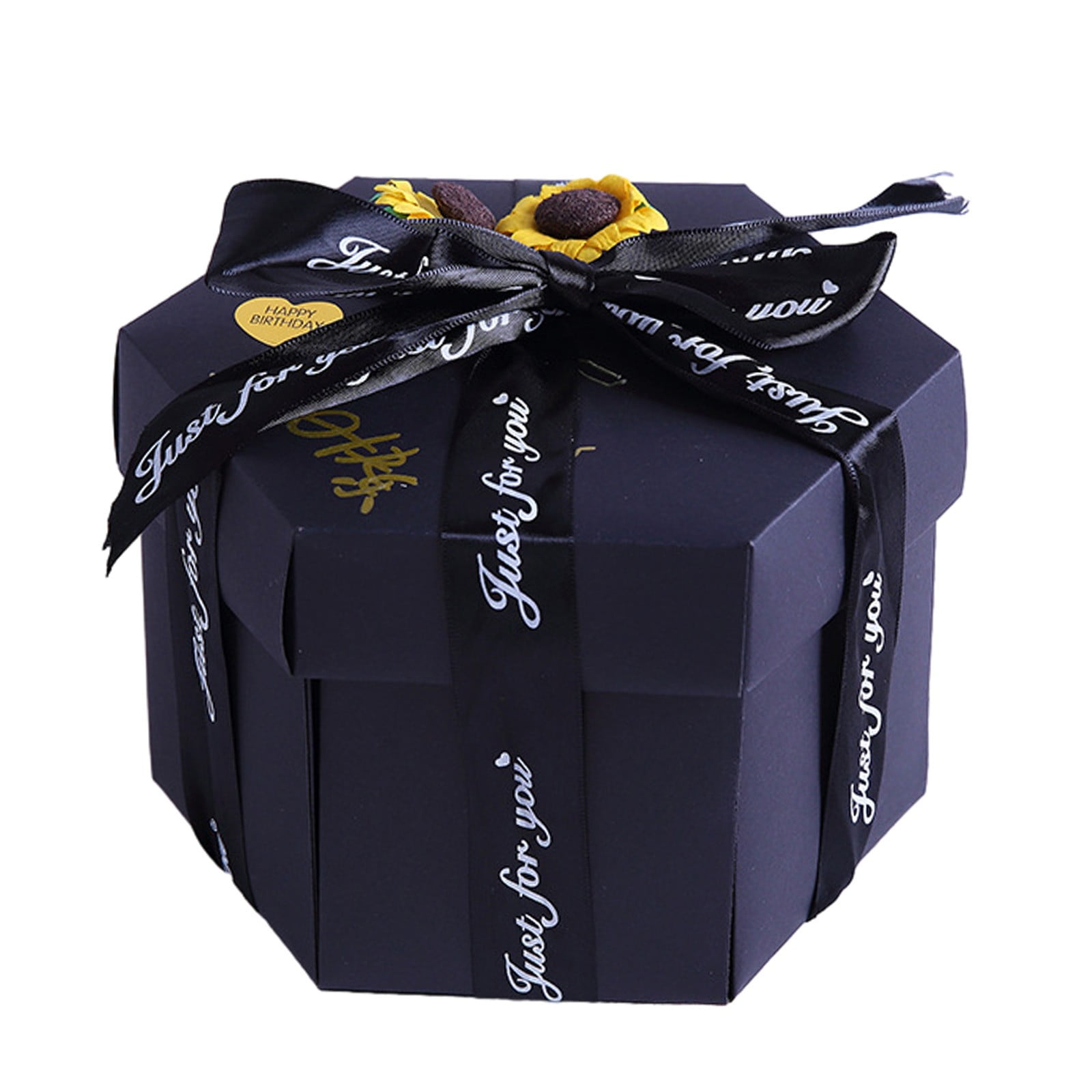 TMZELOA Boîte Cadeau à 5 Couches - Noir - Boîte à Explosion Avec Couvercle - Boîte Cadeau Créative Pour Anniversaire, Mariage, Voyage, Jubilé, Saint- Valentin, Noël