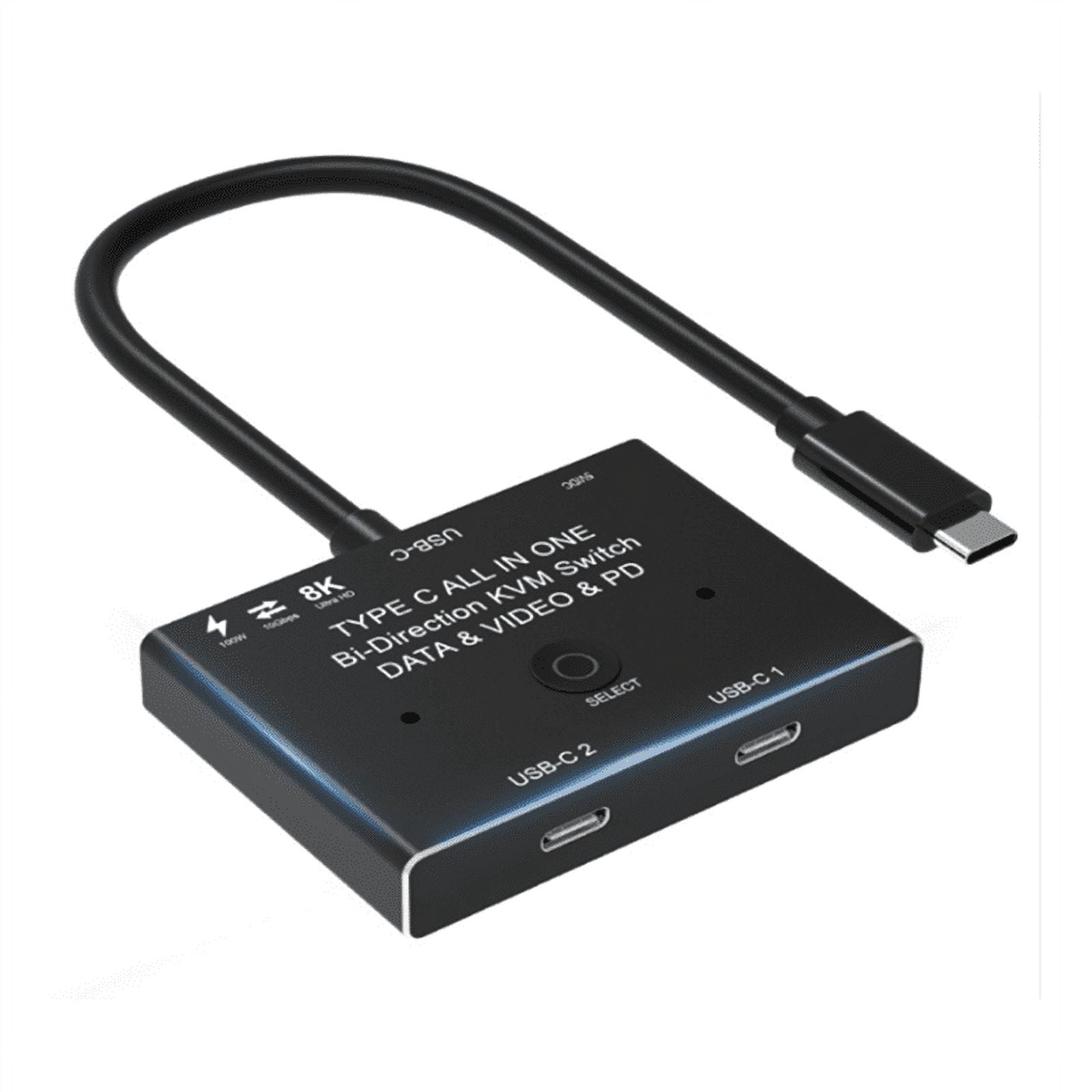 KVM USB C Two-Way Switch 1X2/2X1 USB 3.1 Splitter Data Video Switcher 8K @30Hz PD 100W for PC Monitor Mobile Phone