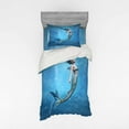 thumbnail image 1 of Underwater Duvet Cover Set, Mermaid Fishtail Floating Bubbles Mythical Creature Fairy Ocean Life Artwork Print, Bedding Set with Shams and Fitted Sheet, 3 Sizes, by Ambesonne, 1 of 3
