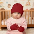 thumbnail image 2 of Kids Winter Hats and Gloves Sets Winter Unisex Kids Lined Hat and Mittens Set Printed Soft Warm Cold Weather Headwear and Handwear for Boys Girls Toddler Red 2 Years-8 Years, 2 of 5