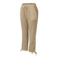 thumbnail image 5 of TAIAOJING Women Cotton Line Striaght Pants High Waist Pants Drawstring Capri Pants With Pockets Wide Leg Cropped Pants, 5 of 6