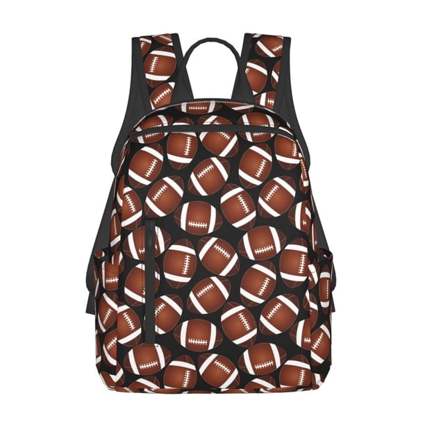 Disketp Brown Football On Black Mochila Ligera e Impermeable, Mochila de Día Resistente para Viajes, Senderismo y Uso Diario para Hombre y Mujer