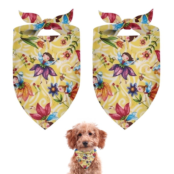 Dog Bandana 2 Pack,Flower Fairy Princess Pattern Bandanas for Dogs,Cat Bandana,Small/ Large Dog Bandana 2 Size,Dog Bandanas