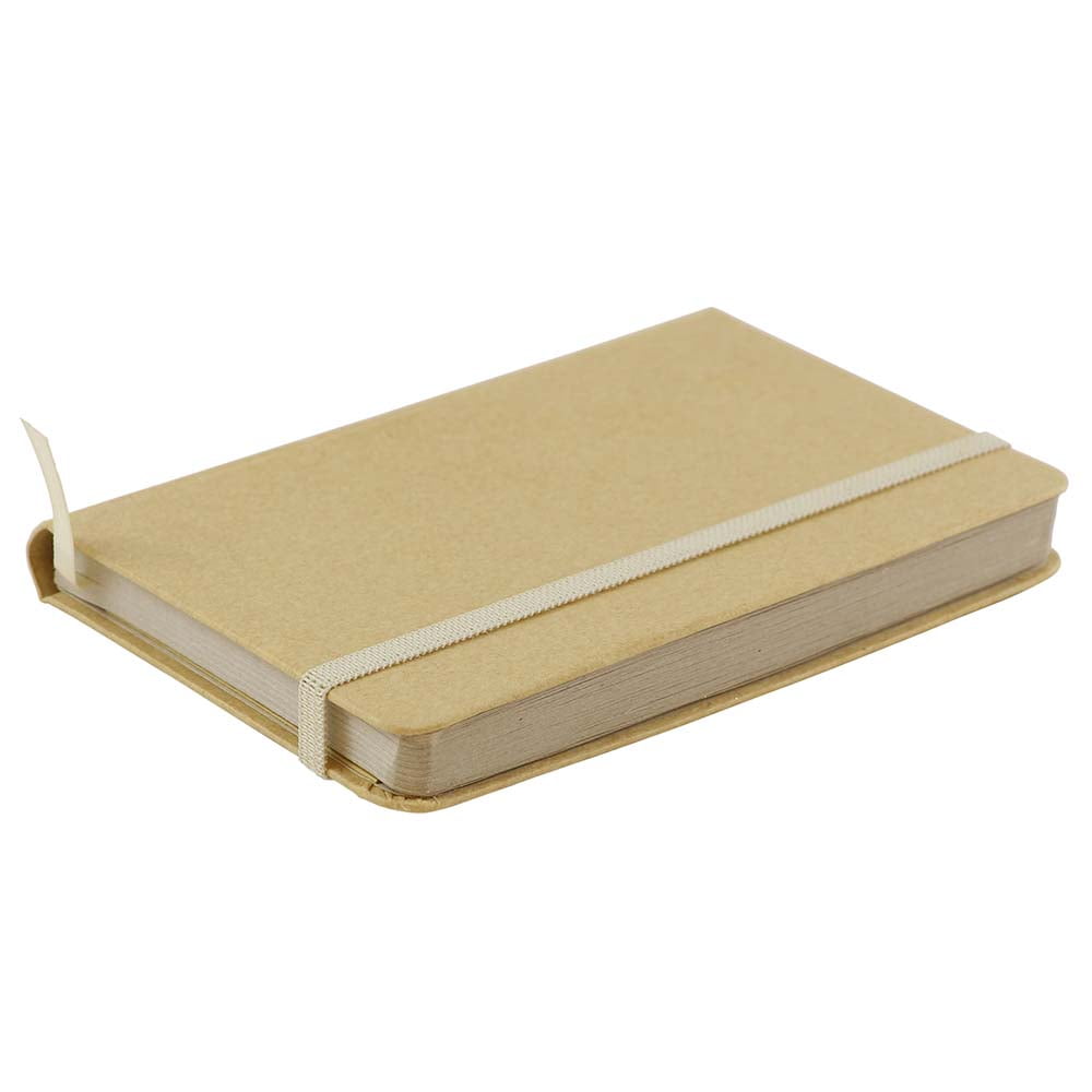 JAM Hardcover Notebook with Elastic Band, 1/Pack, Brown Kraft, Small, 3 3/4 x 5 5/8, 100 Lined Sheets