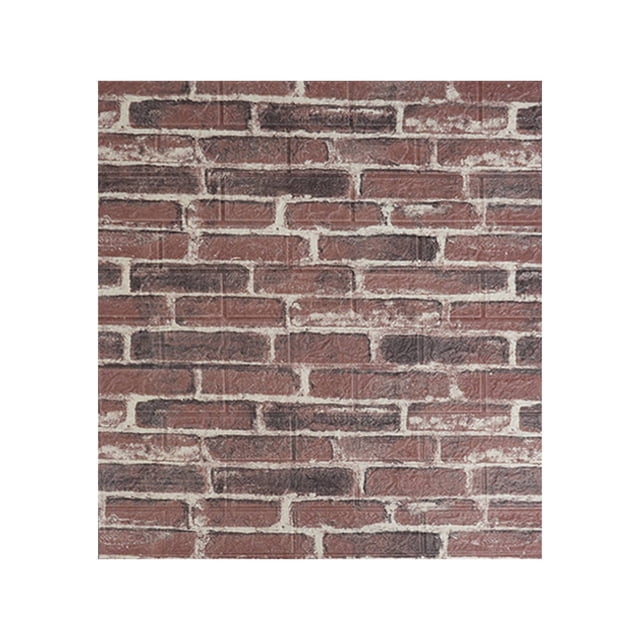 Self Adhesive Wear Resistant Floor Sticker – 70x77cm Glitter Mosaic Tile Wall Sticker, Retro Brown Red Brick Pattern, Home Kitchen Renovation Wall Sticker, DIY Adhesive Tile Wall Sticker