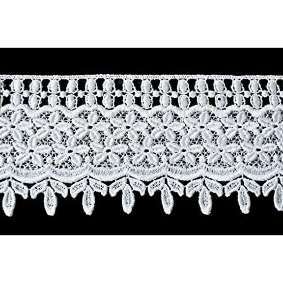 Altotux 4" White Venise Vintage Victorian Floral Lace Trim By Yard