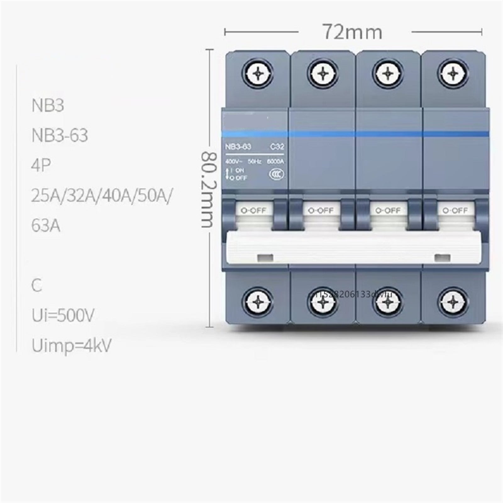 NB3 1P 1P+N 2P 3P 4P AC 230/400V Circuit Breaker DIN Rail Mounting Miniature