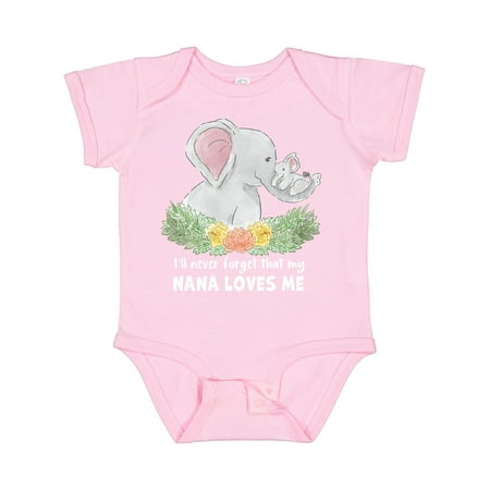 

Inktastic I ll Never Forget That My Nana Loves Me with Cute Elephants Gift Baby Boy or Baby Girl Bodysuit