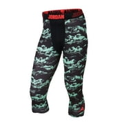 Jordan Men's Dri-Fit Cloud Compression 3/4 Tights-Black/Sea Green-2XL